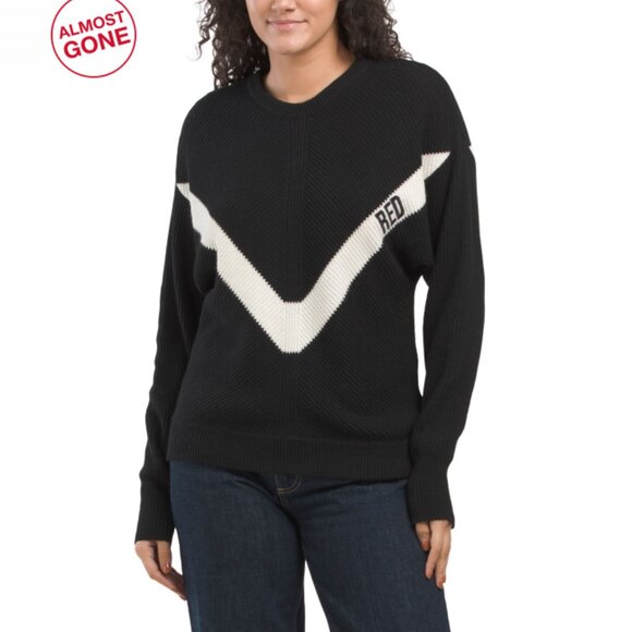 RED VALENTINO Black Wool Blend Logo Dolman Sweater - Picture 1 of 2